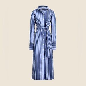 Blue Striped Maxi Shirt Dress